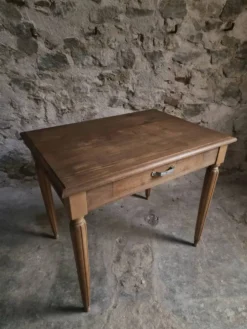 Bureau d'écriture français vintage en chêne avec chaise bistrot en hêtre, vers 1930