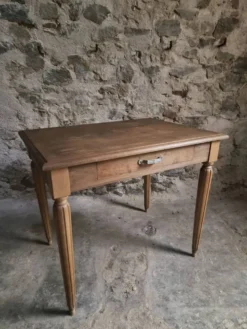 Bureau d'écriture français vintage en chêne avec chaise bistrot en hêtre, vers 1930