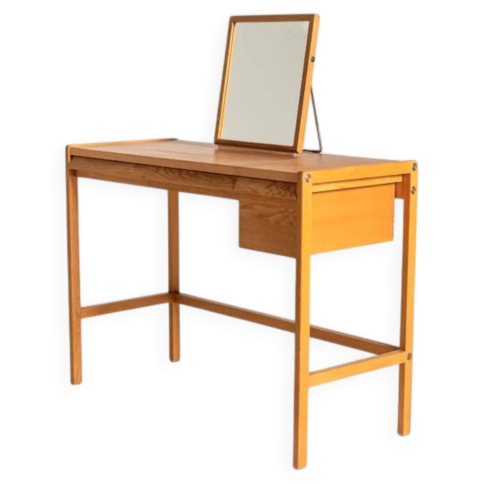 Bureau de maquillage en chêne scandinave, années 1960