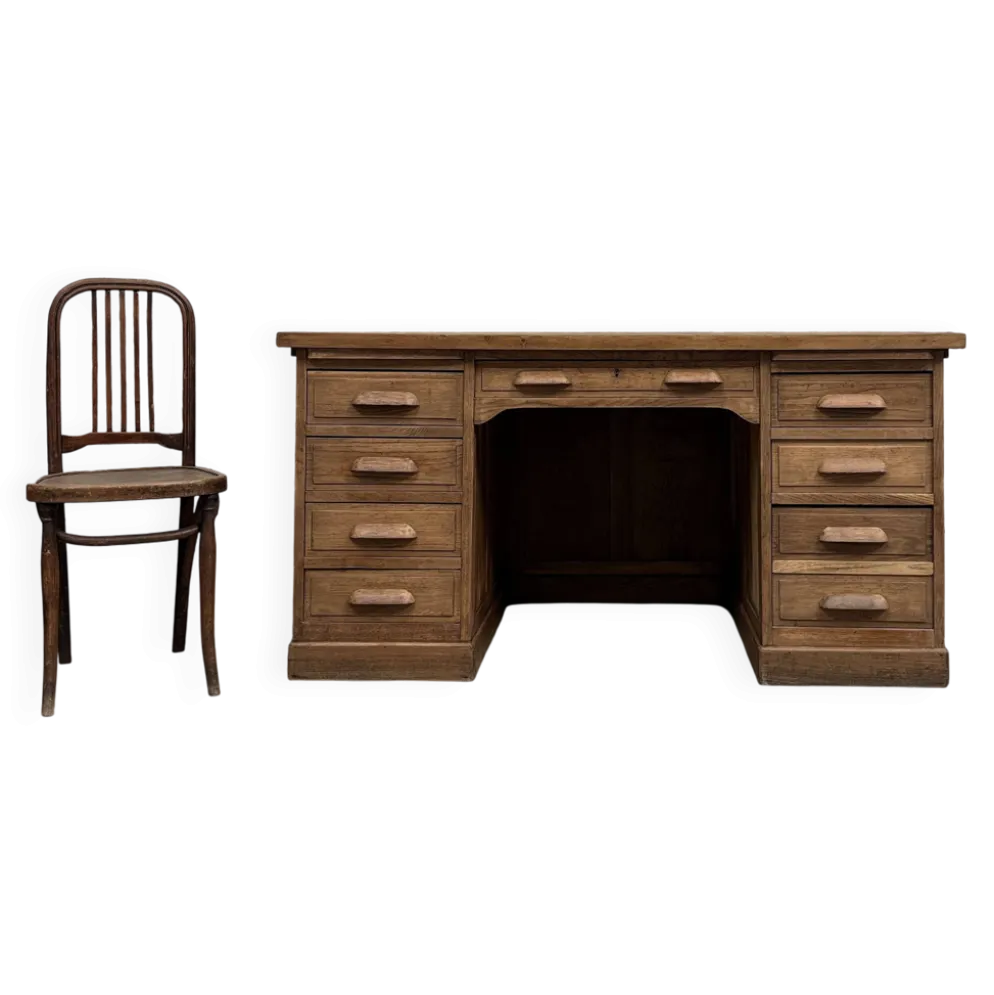 Bureau de ministre en chêne (rénové)