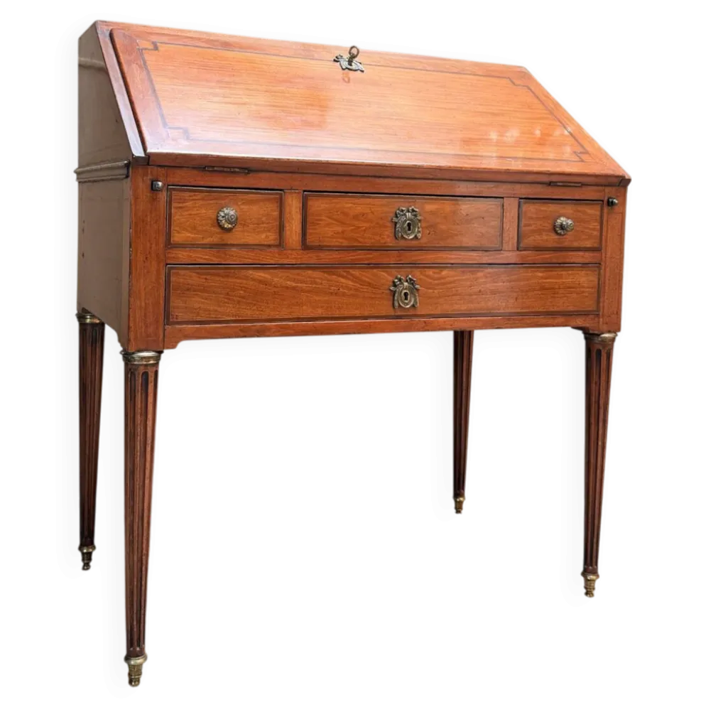 BUREAU DE PENTE DE MILIEU EN ACAJOU DE STYLE LOUIS XVI XIX EME SIÈCLE