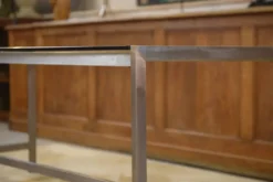 Bureau design en inox brossé et verre fumé noir 1980’s