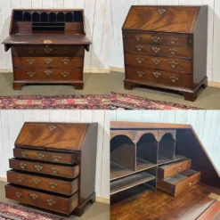 Bureau dos d'âne anglais Georgien datant du XIXème siècle, acajou et chêne