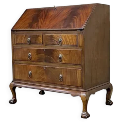 Bureau dos d'âne en anglais en acajou des années 1930