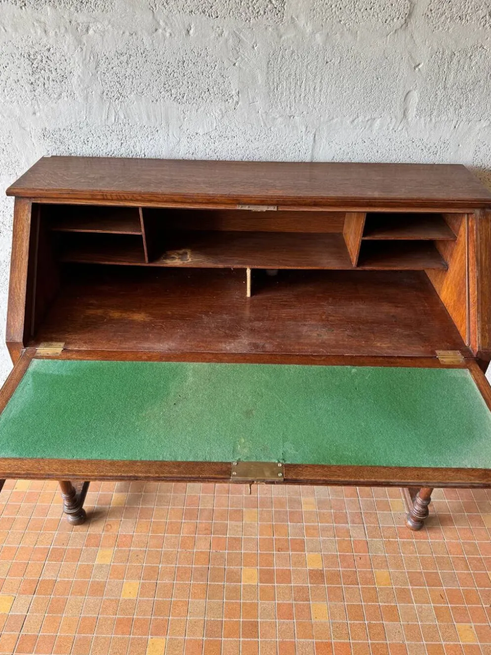 Bureau dos d'âne en chêne - Années 1950