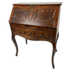 Bureau dos d'âne galbé en noyer (secrétaire)