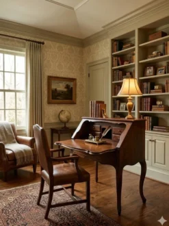 Bureau dos d'âne galbé en noyer (secrétaire)