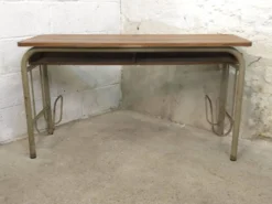 Bureau double d'écolier 1960 en chêne