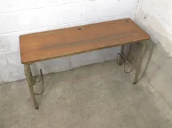 Bureau double d'écolier 1960 en chêne