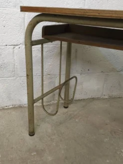 Bureau double d'écolier 1960 en chêne