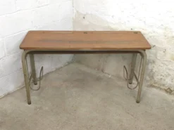 Bureau double d'écolier 1960 en chêne