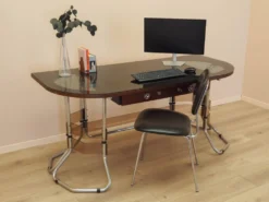 Bureau en acajou, design italien, années 1980, fabriqué en Italie