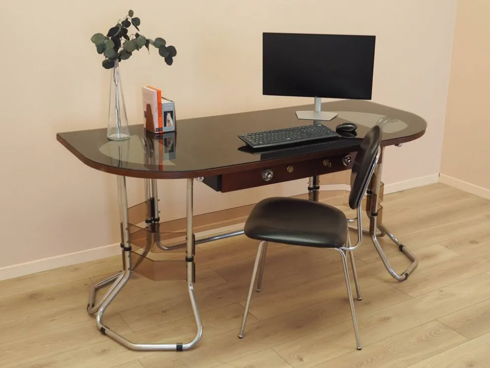 Bureau en acajou, design italien, années 1980, fabriqué en Italie