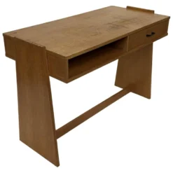 Bureau en chêne vintage autoportant, design des années 1970
