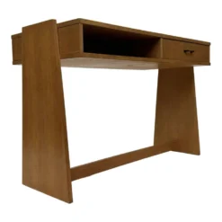 Bureau en chêne vintage autoportant, design des années 1970