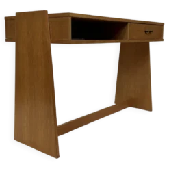 Bureau en chêne vintage autoportant, design des années 1970