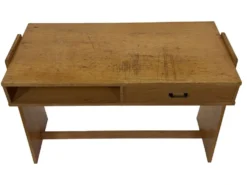 Bureau en chêne vintage autoportant, design des années 1970