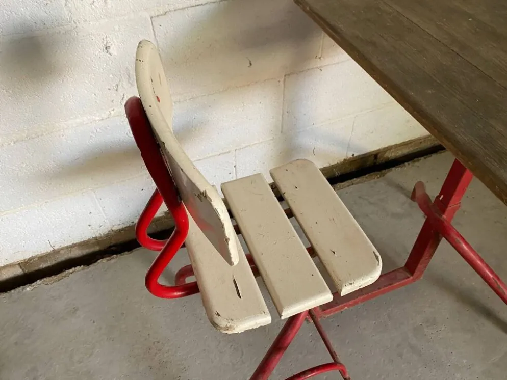 Bureau enfant acier et bois 1950