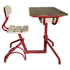 Bureau enfant acier et bois 1950
