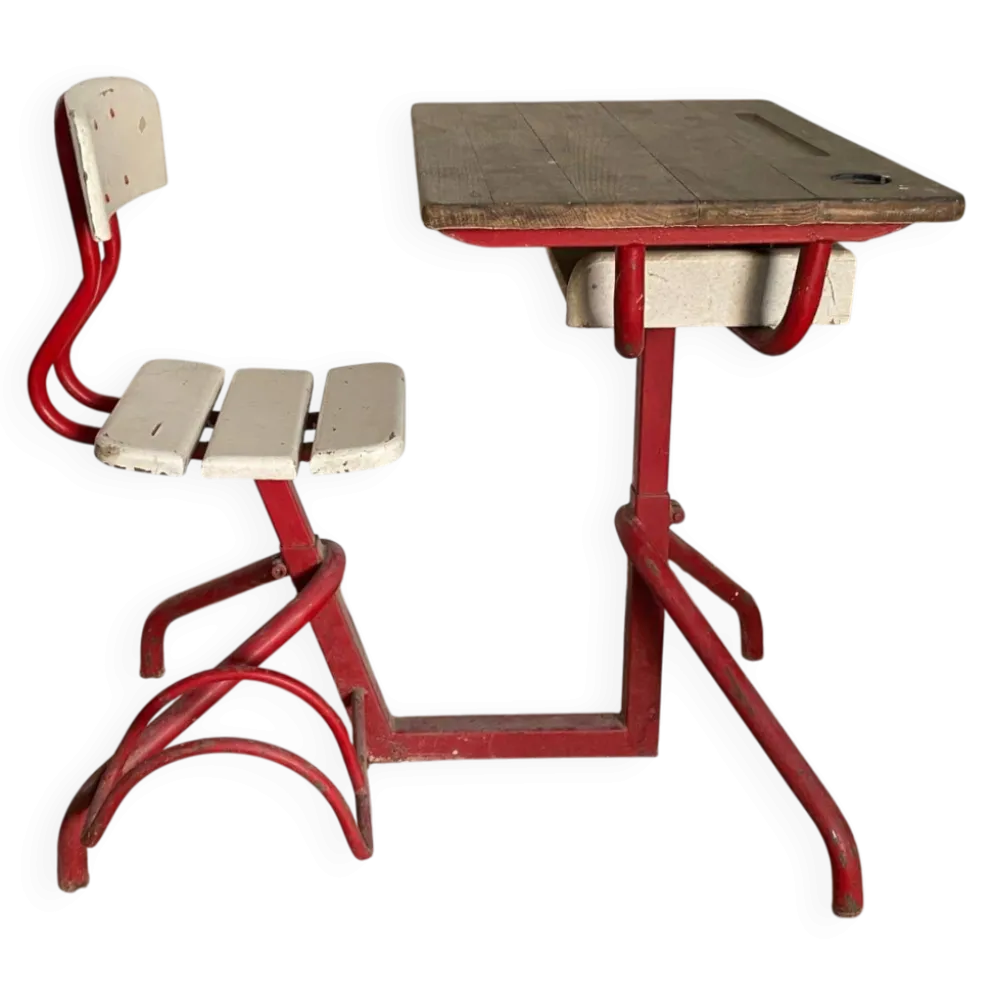 Bureau enfant acier et bois 1950