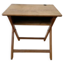 Bureau enfant ancien pliant années 50/60 – bois massif, plateau incliné