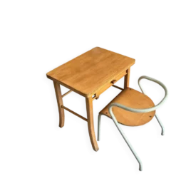 Bureau enfant Baumann en bois et chaise Hitier vintage