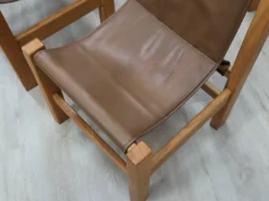 Bureau en hêtre massif avec chaises en cuir, Italie 1970