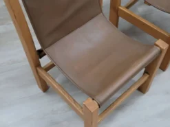 Bureau en hêtre massif avec chaises en cuir, Italie 1970