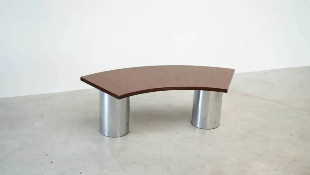 Bureau en noyer italien et chrome