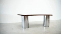 Bureau en noyer italien et chrome