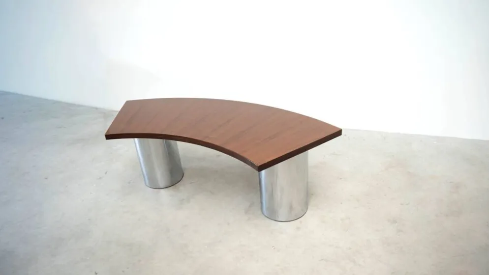 Bureau en noyer italien et chrome