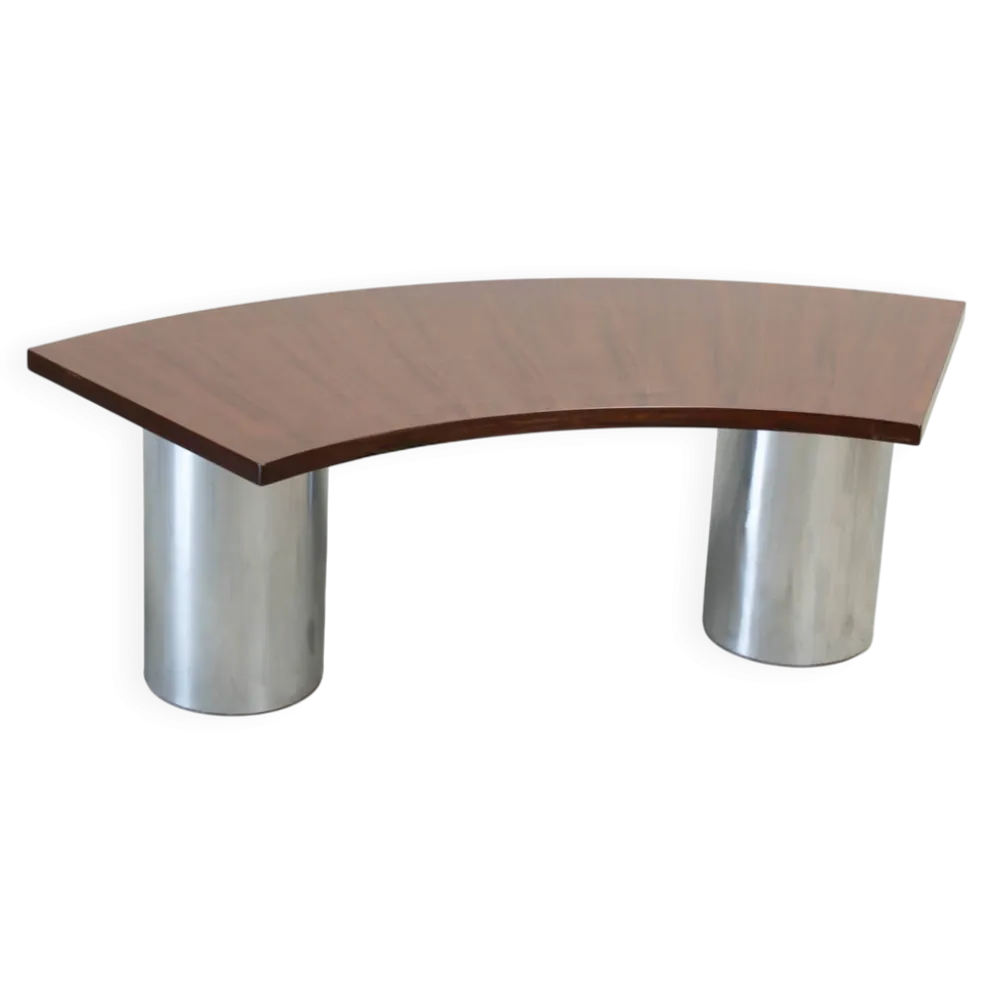 Bureau en noyer italien et chrome