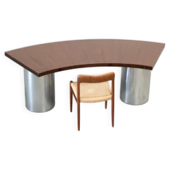 Bureau en noyer italien et chrome