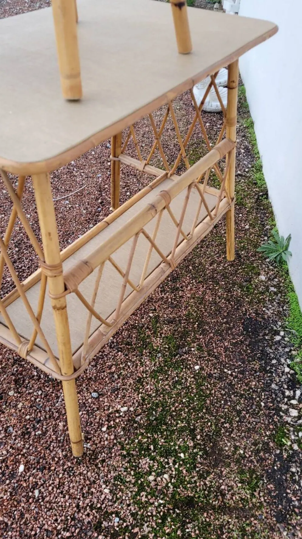Bureau en rotin avec tabouret vintage- 1950s