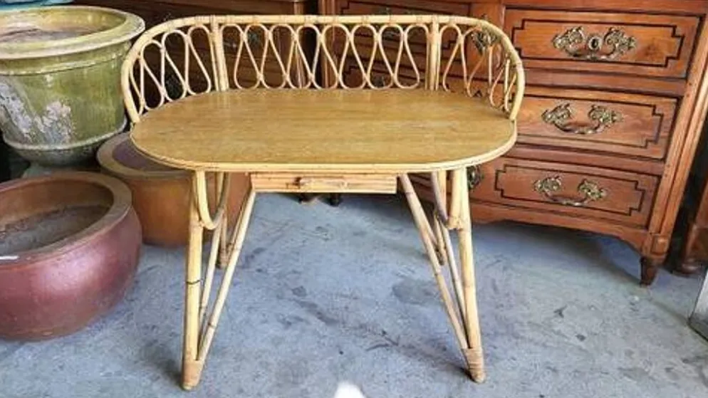 Bureau en rotin 1 tiroir ref JE