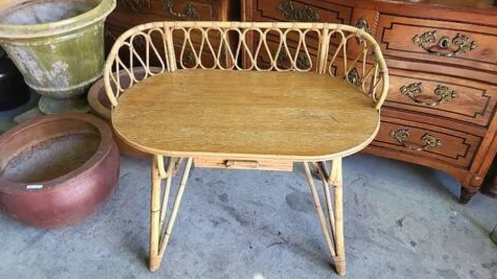 Bureau en rotin 1 tiroir ref JE