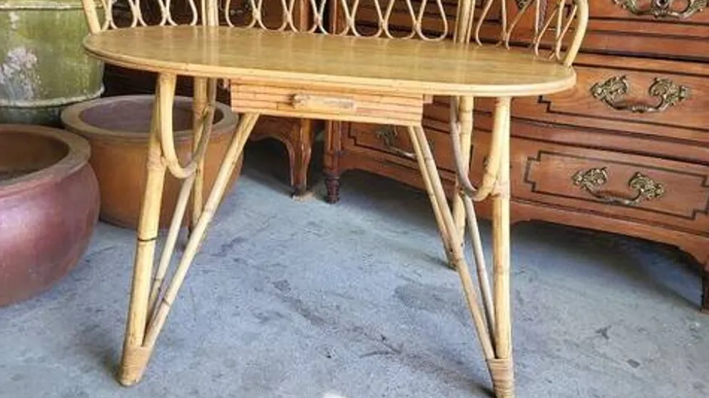 Bureau en rotin 1 tiroir ref JE