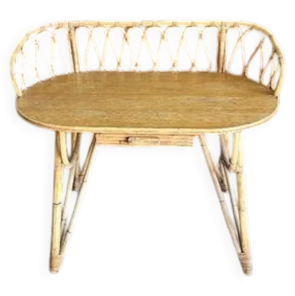 Bureau en rotin 1 tiroir ref JE