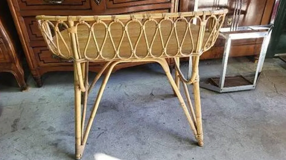 Bureau en rotin 1 tiroir ref JE