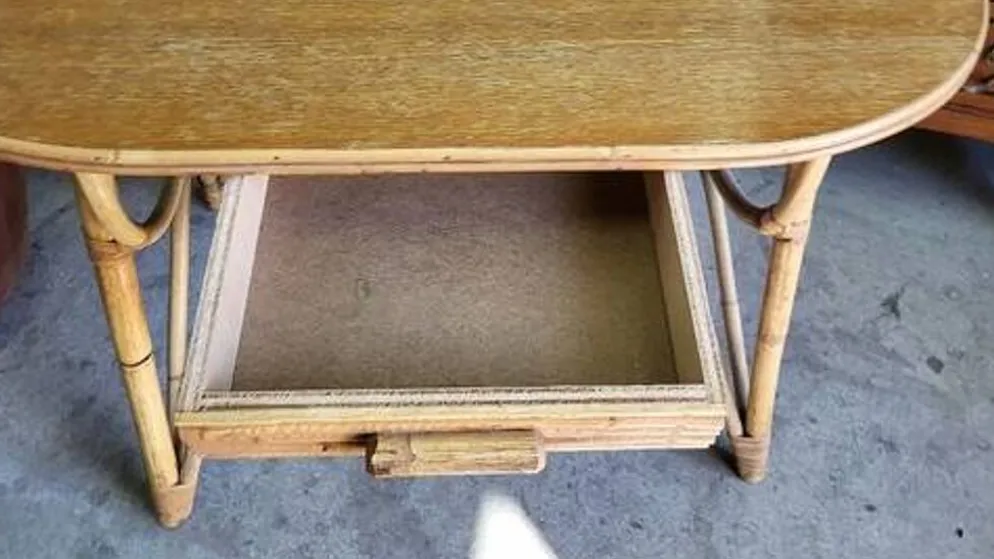 Bureau en rotin 1 tiroir ref JE