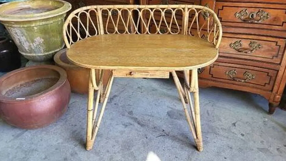 Bureau en rotin 1 tiroir ref JE