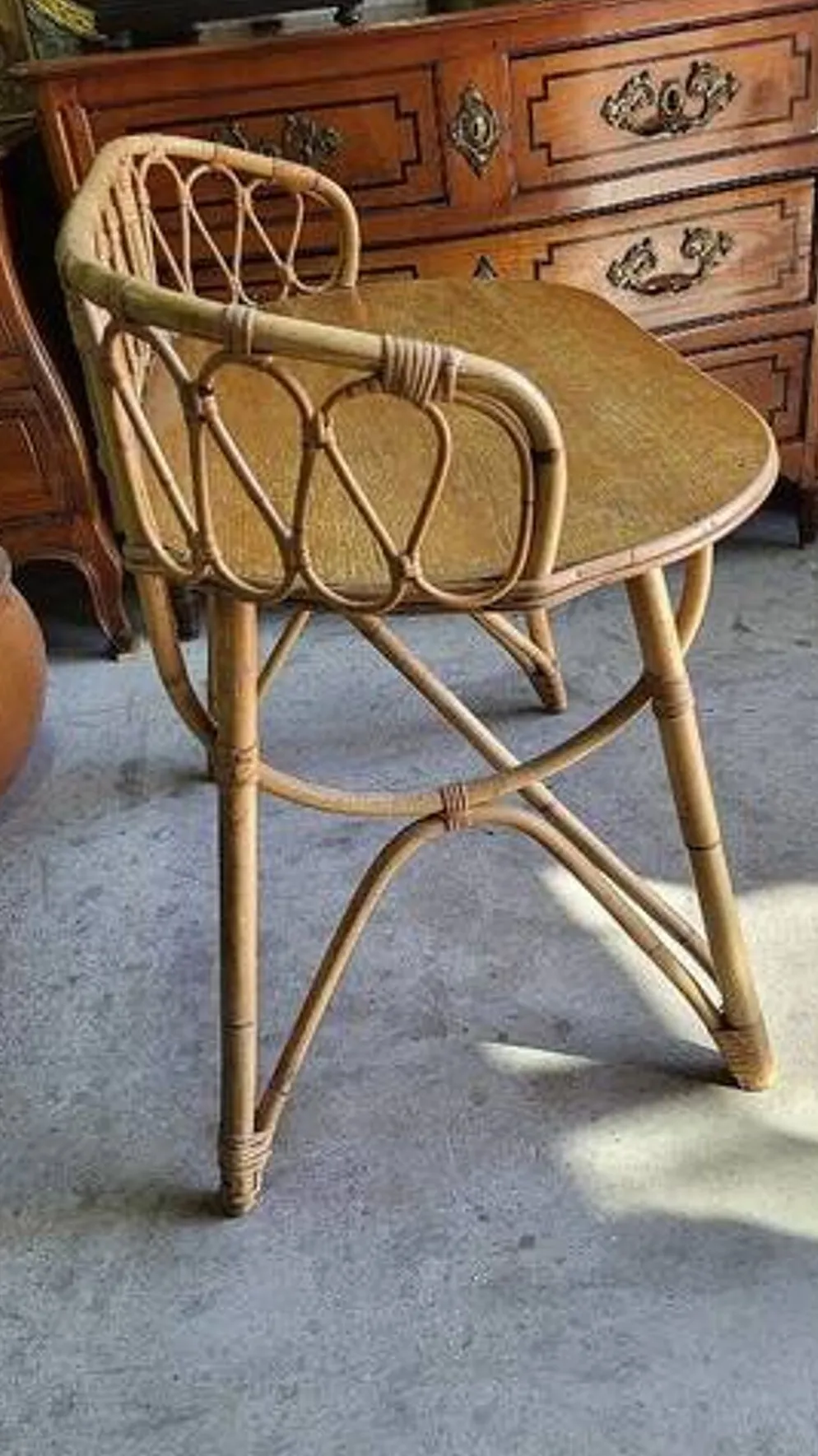 Bureau en rotin 1 tiroir ref JE