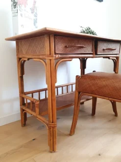 Bureau en rotin vintage