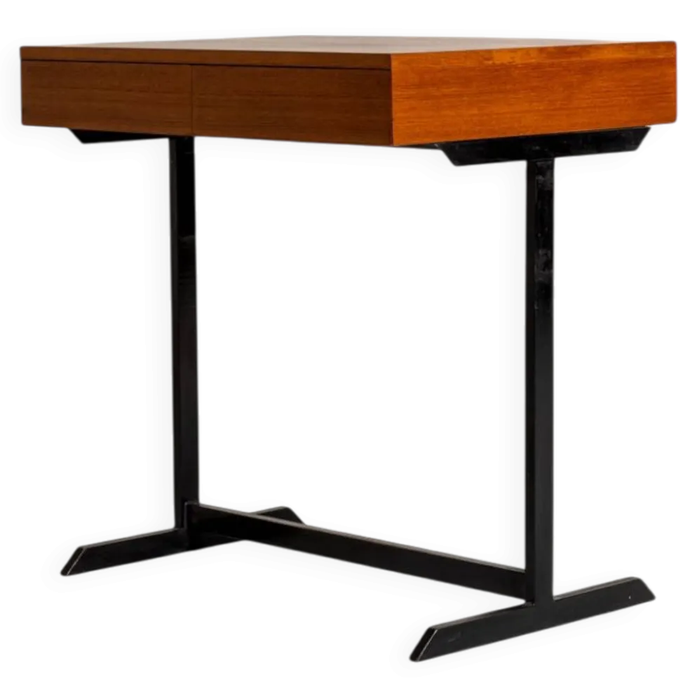 Bureau en teck avec structure en métal noir, production européenne, années 1960