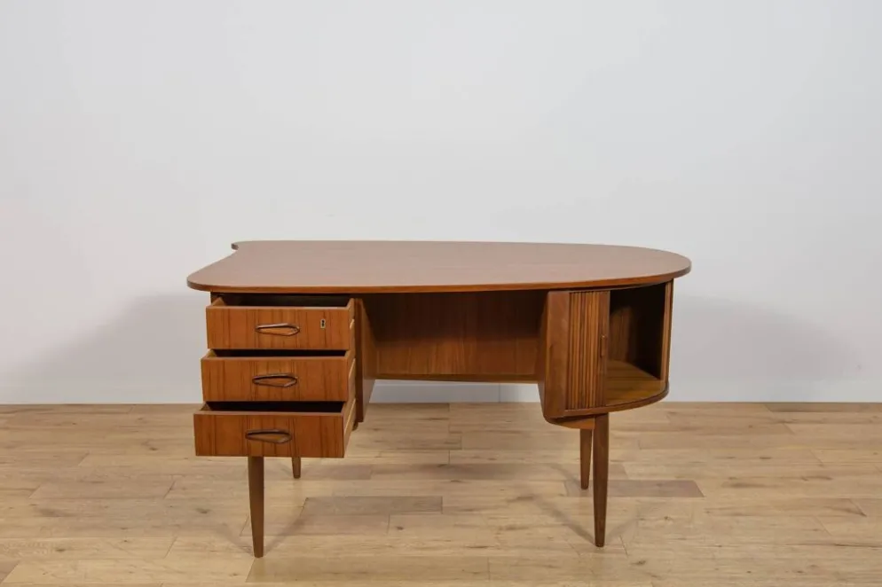 Bureau en teck en forme de rein, libre, des années 1960, Danemark