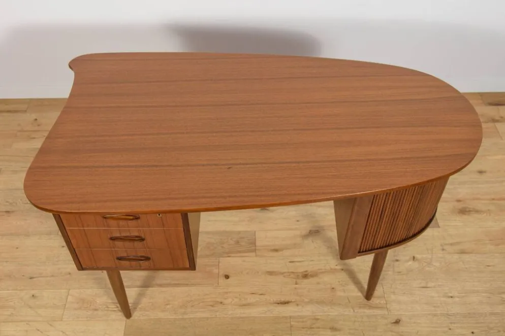 Bureau en teck en forme de rein, libre, des années 1960, Danemark