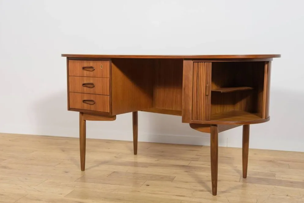 Bureau en teck en forme de rein, libre, des années 1960, Danemark