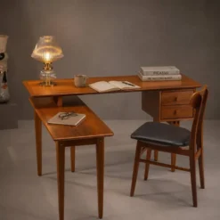 Bureau en teck en L de style mid-century moderne, années 1970