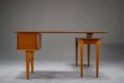 Bureau en teck en L de style mid-century moderne, années 1970