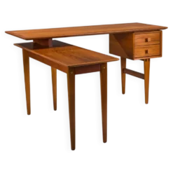 Bureau en teck en L de style mid-century moderne, années 1970